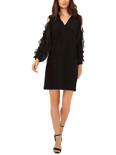 Msk Petites Womens Ruffled Mini Cocktail And Party Dress In Black