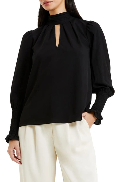 French Connection Keyhole Crepe Top In Blackout
