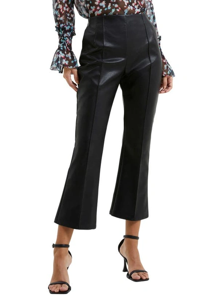 French Connection Claudia Faux Leather Kick Flare Trousers In Black