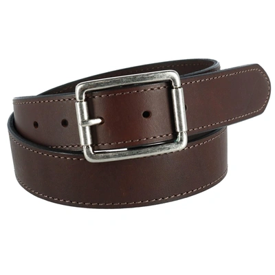 Crookhorndavis Newcastle Natural Grain Leather Belt With Roller Buckle In Brown