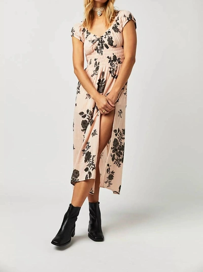 Free People Forget Me Not Midi Dress In Peach Combo No Overdye In Beige