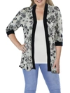 R & M Richards Petites Womens Mesh Floral Duster Blazer In Grey
