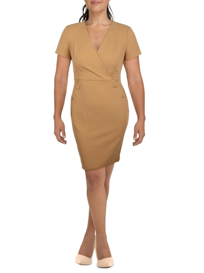 Calvin Klein Womens Cap Sleeve Midi Wear To Work Dress In Multi