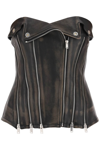 Dion Lee Biker Zipped Leather Corset Top