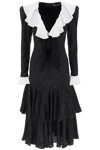 Alessandra Rich Bow-detailed Ruffled Polka-dot Silk Midi Dress