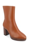 Journee Collection Romer Tru Comfort Platform Bootie In Cognac