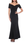 Marina Off The Shoulder Trumpet Gown In Black