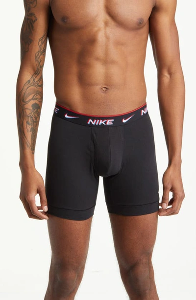 Nike Dri-fit Essential 3-pack Stretch Cotton Boxer Briefs In Black Multi