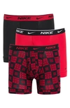 Nike Dri-fit Essential 3-pack Stretch Cotton Boxer Briefs In Logo Checkers Print