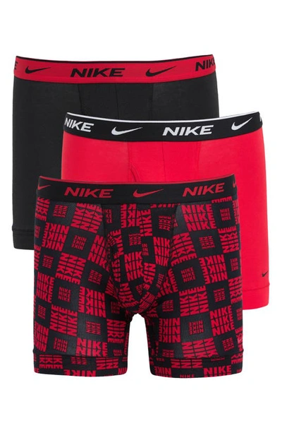 Nike Dri-fit Essential 3-pack Stretch Cotton Boxer Briefs In Logo Checkers Print