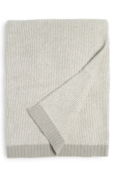 Barefoot Dreams Cozychic Microstripe Blanket In Desert Ash-pearl