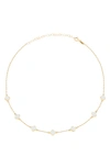 Gabi Rielle Enamel Clover Station Necklace In Gold/white