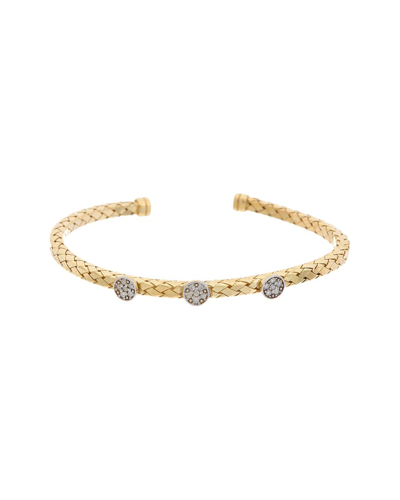 Meshmerise 18k Over Silver 0.18 Ct. Tw. Diamond Bangle Bracelet In Yellow