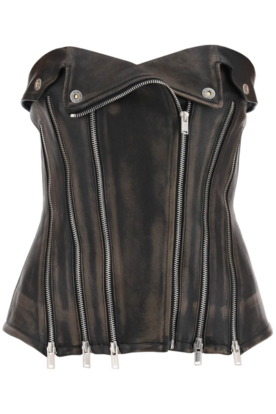 DION LEE LEATHER BIKER CORSET TOP