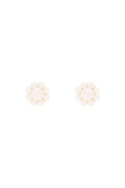 Simone Rocha Daisy Stud Earrings In Pearl (white)