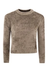 Herno Resort Pullover In Chenille Knit In Hazelnut