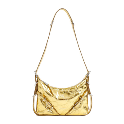 Givenchy Voyou Mini Gold Laminated Leather Bag In Golden