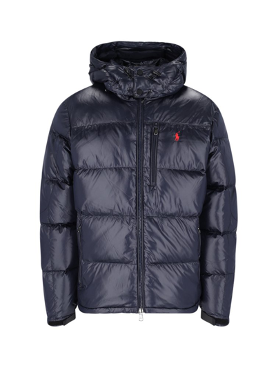 Polo Ralph Lauren Pony Embroidered Zipped Puffer Jacket In Navy