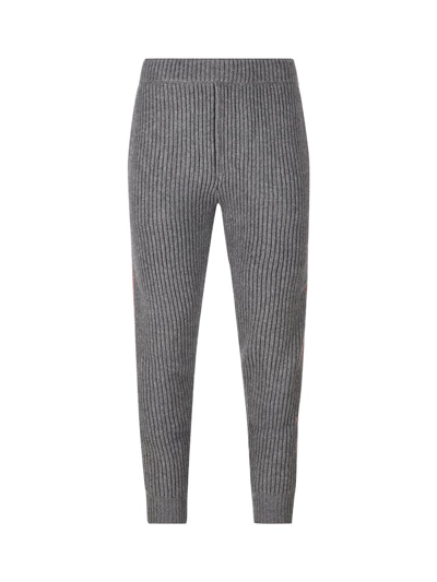 Gucci Web-stripe Ribbed-knit Drawstring Track Trousers In Grey