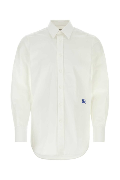 Burberry Logo Embroidered Button In White