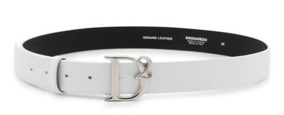 Dsquared2 White Leather Belt
