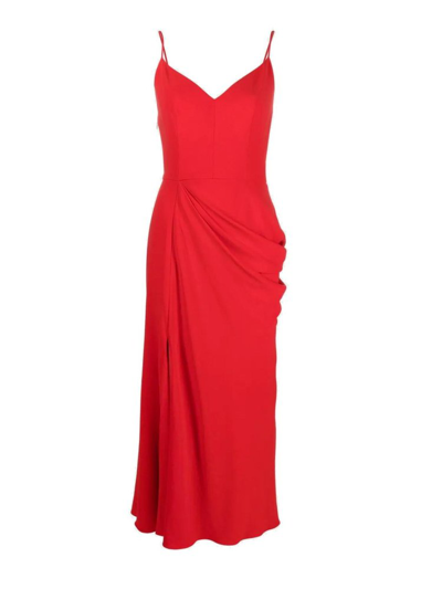 Alexander Mcqueen Side Slit Midi Dress In Red