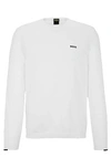 Hugo Boss Cotton-blend Regular-fit Sweater With Logo Detail In White