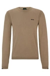 Hugo Boss Cotton-blend Regular-fit Sweater With Logo Detail In Brown