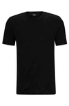 Hugo Boss Cotton-blend T-shirt With Bubble-jacquard Structure In Black