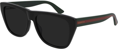 Pre-owned Gucci Sunglasses Gg0926s 006 Black Multi Square Frames Gray Polarized Lens 57mm In Green