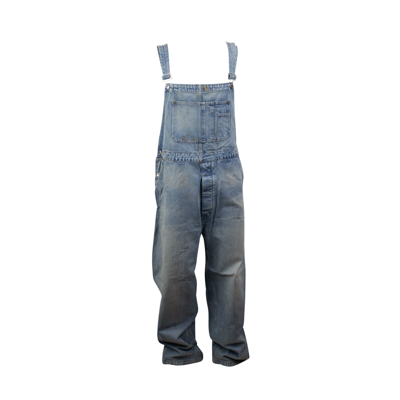 Pre-owned Amiri Blue Topstitch Overalls Size Xl $1190