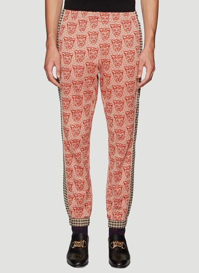 Pre-owned Gucci ?70% Off? [sale]  Houndstooth Cat Print Track Pants Sz. Us28 In Orange