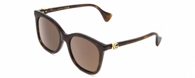 Pre-owned Gucci Gg1071s Womens Cateye Designer Sunglasses Tortoise Havana Gold/brown 55 Mm