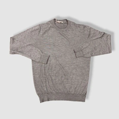 Pre-owned Fioroni $850  Men Gray Cotton-cashmere Crew-neck Pullover Sweater Size Eu56us46