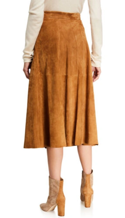 Pre-owned Ralph Lauren Purple Label $2890  A-line Suede Brown Skirt 4 Us Made Italy