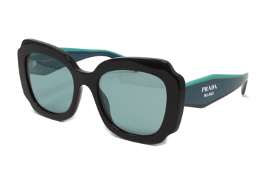 Pre-owned Prada Sunglasses Women's Pr16ys 1ab08q Black 52mm Blue Lens Mirrored