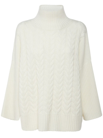 Max Mara Okra Knit Cashmere Turtleneck Sweater In White