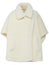 Max Mara Cape In Alpaca And Wool Teddy Fabric In White