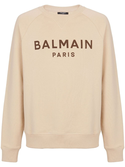 Balmain Beige Flocked Sweatshirt