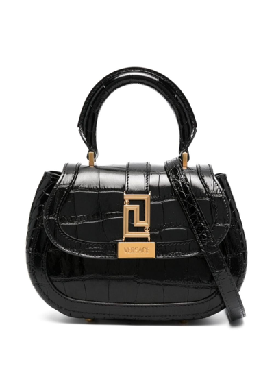 Versace Greca Goddess Mini Top Handle Bag In Nero