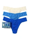 Hanky Panky 3 Pack Signature Lace Original Rise Thongs In Printed Box In White