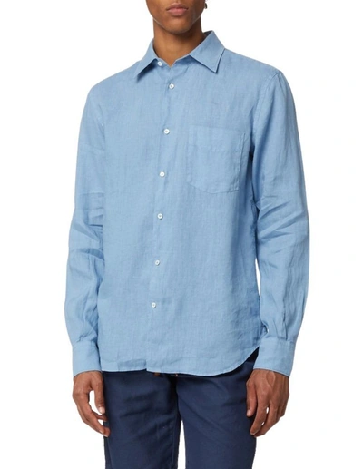 Aspesi Garment Dyed Linen Classic Shirt In Air Force Blue