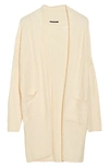 T Tahari Cable Knit Pocket Cardigan In Oyster