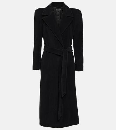 Balenciaga Round Shoulder Cashmere & Wool Blend Wrap Coat In New