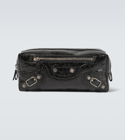 BALENCIAGA LE CAGOLE LEATHER TOILETRY BAG