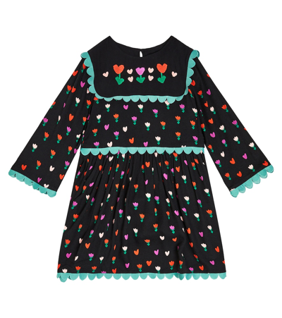 Stella Mccartney Kids' Scallop-trimmed Printed Dress In Multicoloured