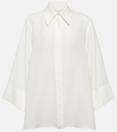 The Row Malvina Silk Shirt In White