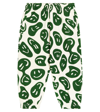 Molo Kids' Adan Printed Cotton Sweatpants In Green,white