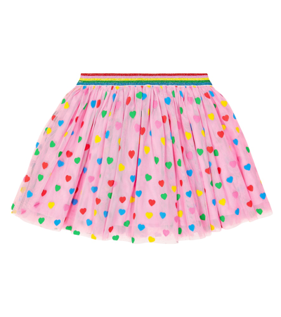 Stella Mccartney Kids Girls Pink Tulle Heart Print Skirt