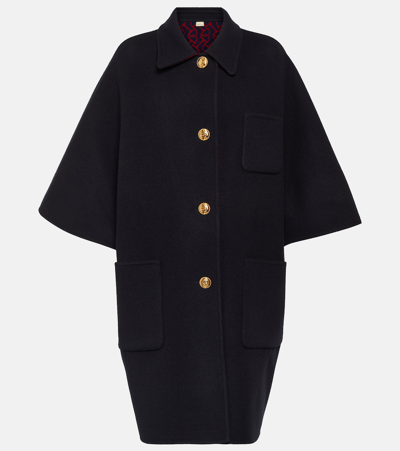 Dolce & Gabbana Reversible Wool And Silk Coat In Blue